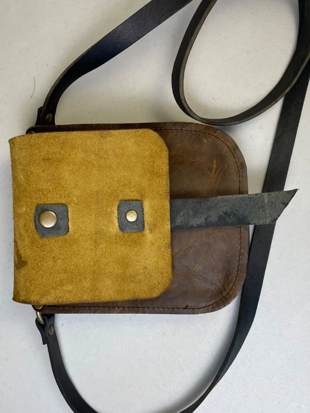 HANDMADE Full Grain Leather Crossbody Bag Rustic Distressed Brown Satchel Unisex